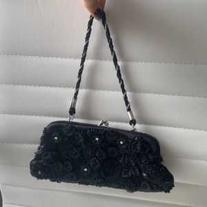 Black sequin evening bag